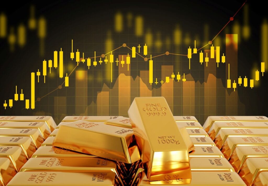 gold trading bars stock graph chart
